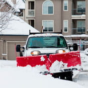 Snow plowing truck